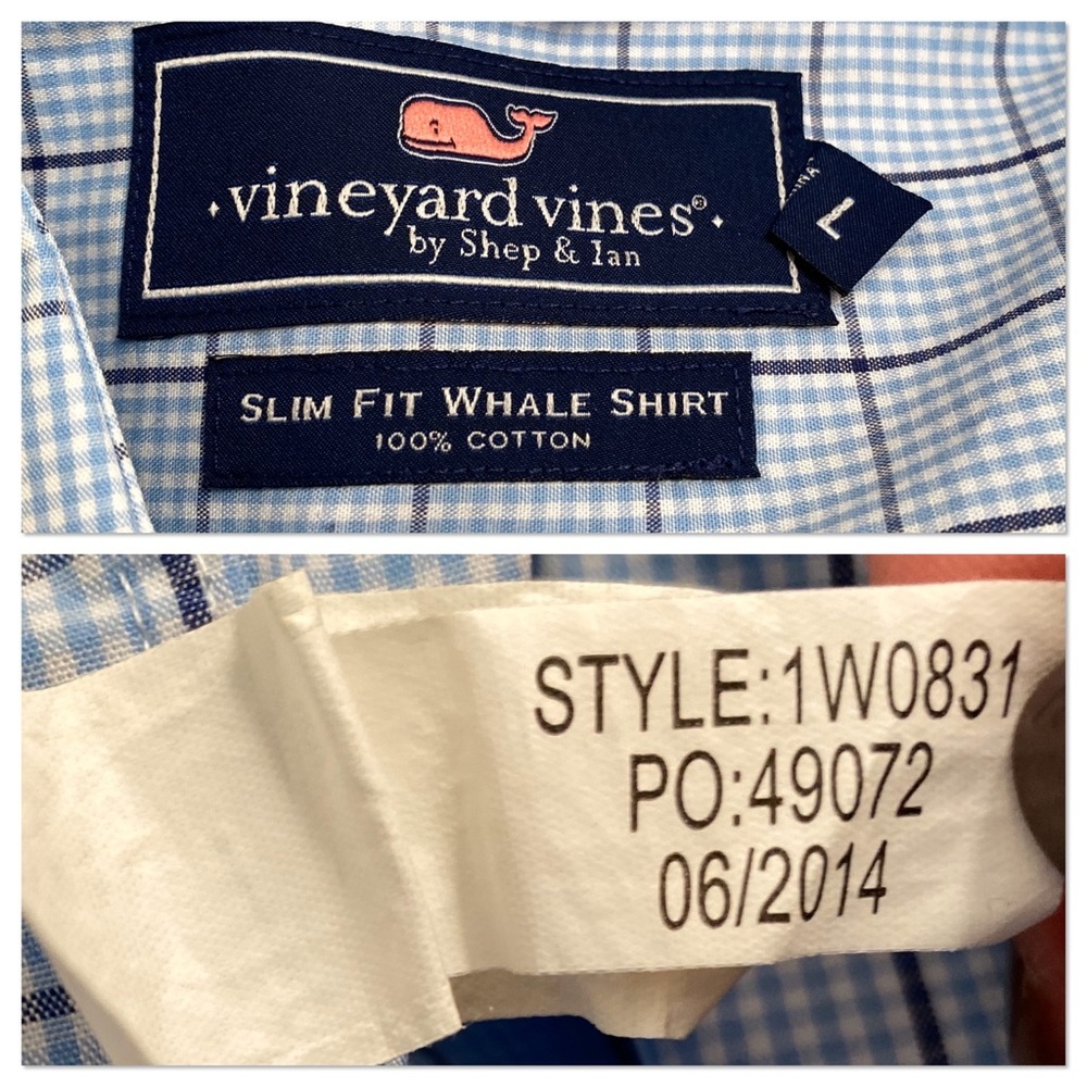 Vineyard Vines Blue Windowpane Pattern Button Dow… - image 4